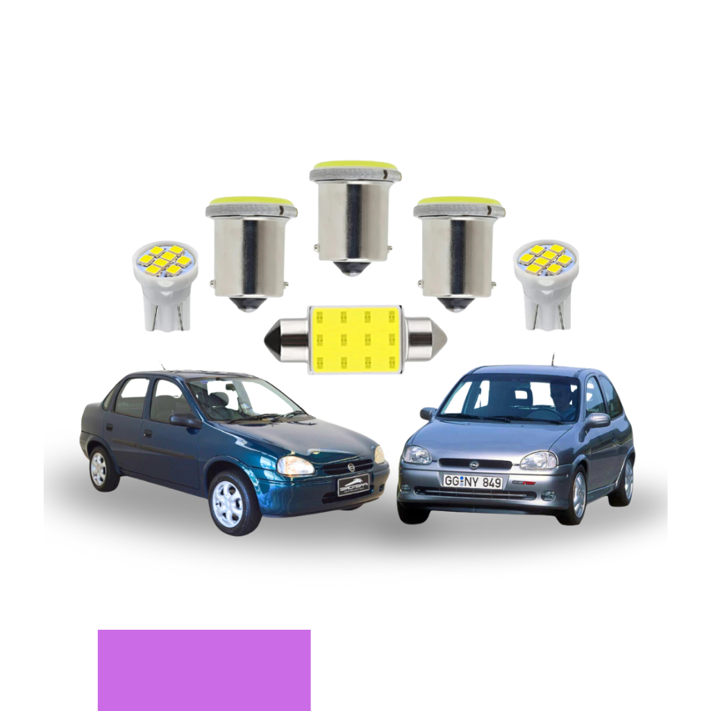 Kit Lâmpada Led Chevrolet Corsa Wind Hatch Sedan 1995 a 2010 (Teto Ré Placa Farolete )  Super Led t10 1156 1 polo forte