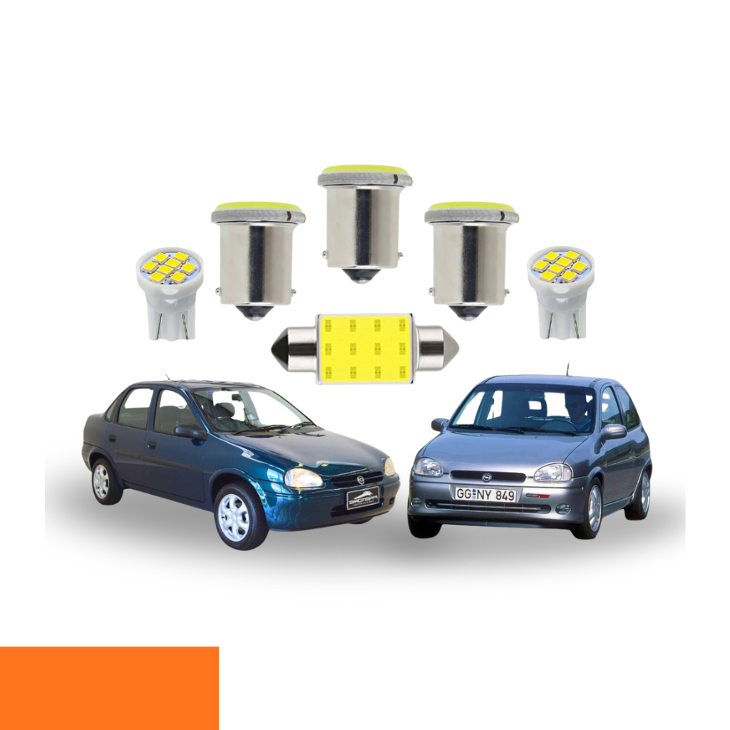 Kit Lâmpada Led Chevrolet Corsa Wind Hatch Sedan 1995 a 2010 (Teto Ré Placa Farolete )  Super Led t10 1156 1 polo potent