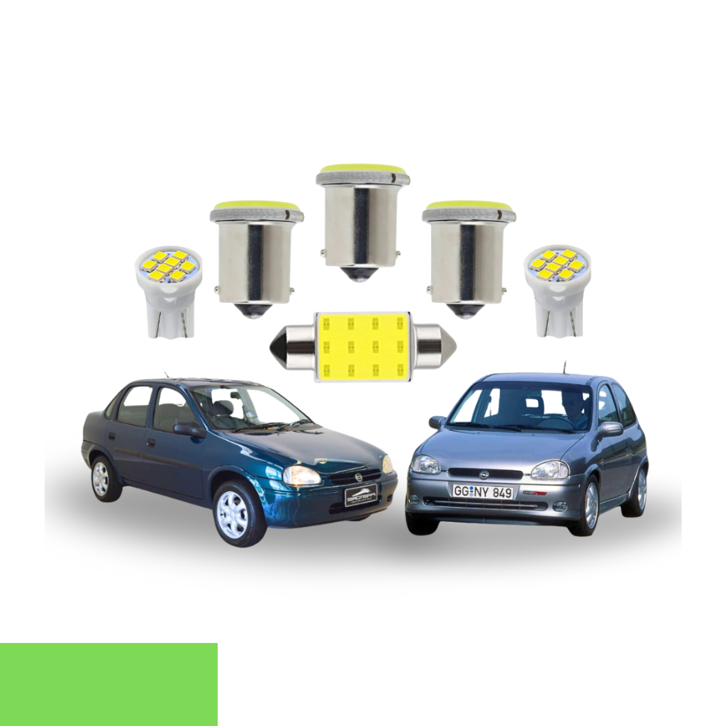 Kit Lâmpada Led Chevrolet Corsa Wind Hatch Sedan 1995 a 2010 (Teto Ré Placa Farolete )  Super Led t10 1156 1 polo branco