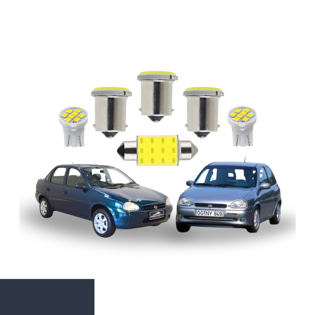 Kit Lâmpada Led Chevrolet Corsa Wind Hatch Sedan 1995 a 2010 (Teto Ré Placa Farolete )  Super Led t10 1156 1 polo claro