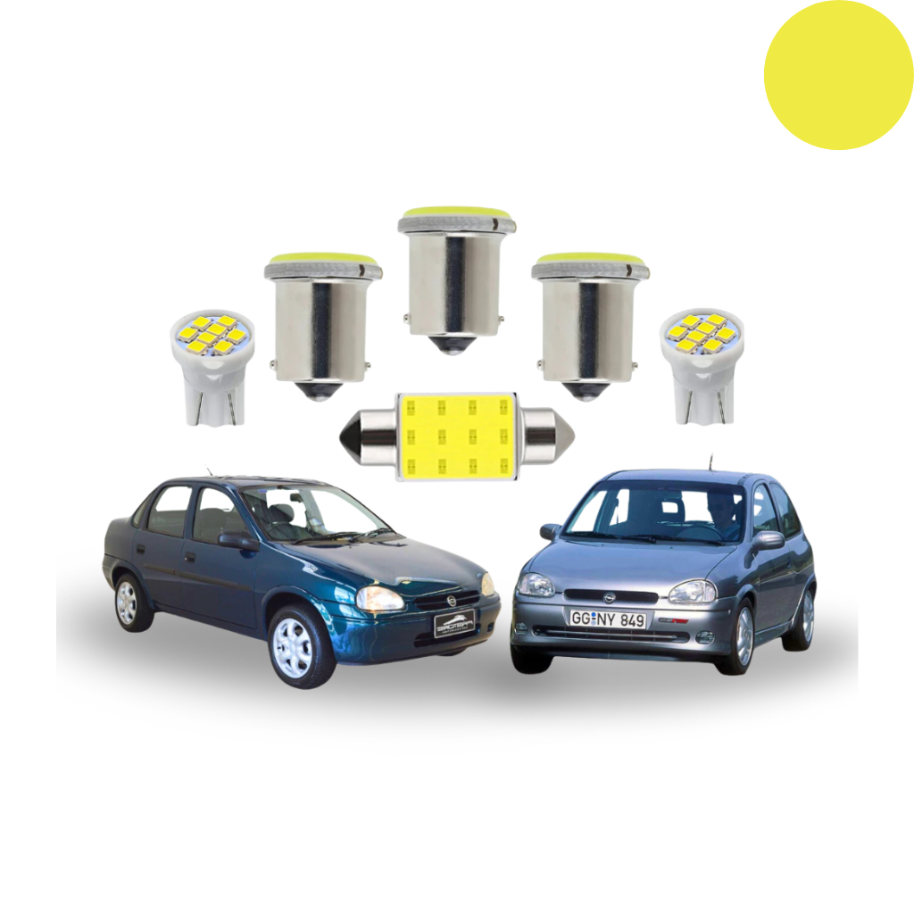 Kit Lâmpada Led Chevrolet Corsa Wind Sedan Hatch 1995 a 2010 (Teto Ré Placa Farolete ) Super Led t10 1156 1 polo pingo