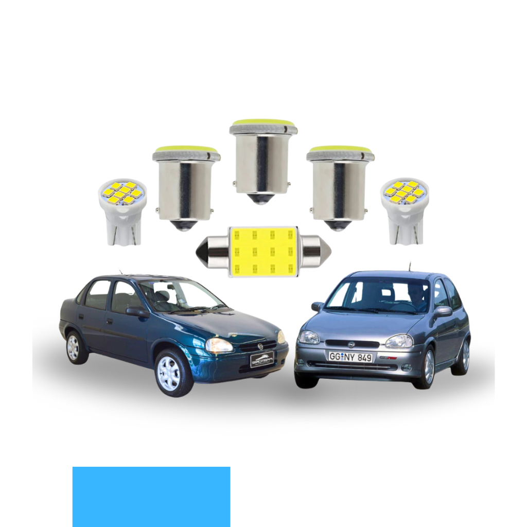 Kit Lâmpada Led Chevrolet Corsa Hatch Sedan Wind 1995 a 2010 (Teto Ré Placa Farolete )  Super Led t10 1156 1 polo pingo