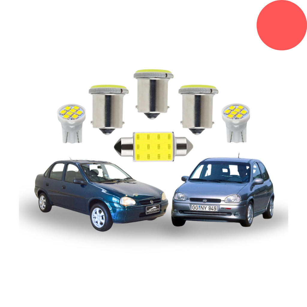 Kit Lâmpada Led Chevrolet Corsa Wind Hatch Sedan 1995 a 2010 (Teto Ré Placa Farolete )  Super Led t10 1156 1 polo