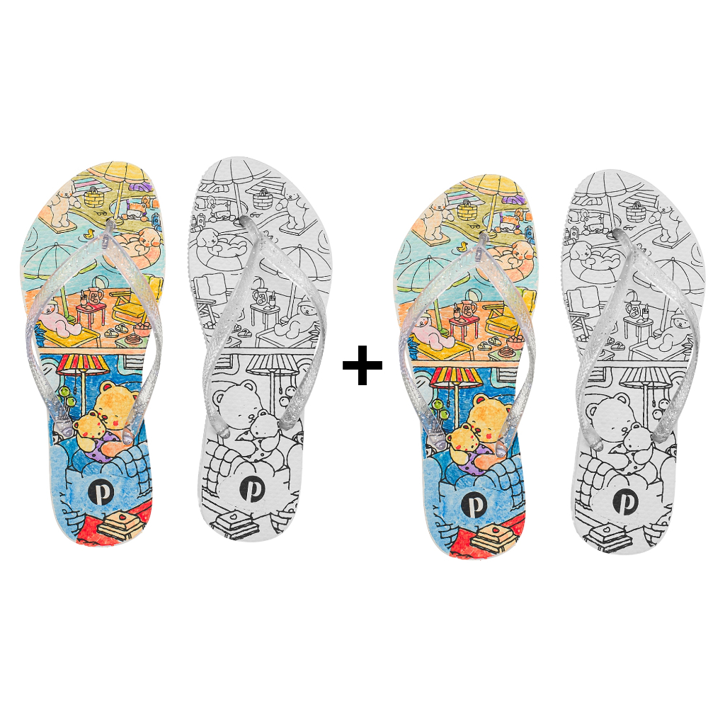 Kit Chinelo Feminino de Menina Confortavel para Colorir Mãe e Fillha