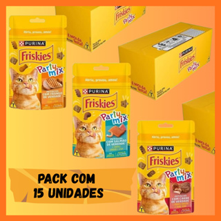 FRISKIES® PARTY MIX Petisco para Gatos Adultos - TODOS OS SABORES - 40g - PACK 15 Unidades em Oferta na Shopee