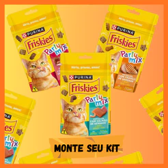 KIT FRISKIES Party MIX - Petiscos para Gatos Adultos - TODOS OS SABORES - 40g