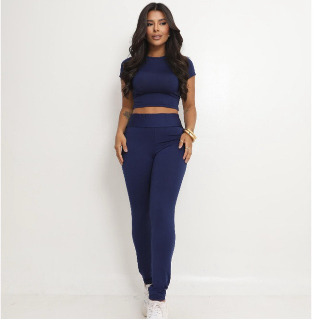 CONJUNTO ACADEMIA FIT FITNESS LEGGING CROPPED MANGA CURTA FEMININO BÁSICO SUPLEX GROSSO ZERO TRANSPARÊNCIA TOP em Oferta na Shopee