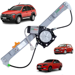 KIT Maquina de Vidro Elétrica Esquerda Fiat Palio 4P , Week e Siena 1995 até 2017 Com Motor Mabuchi