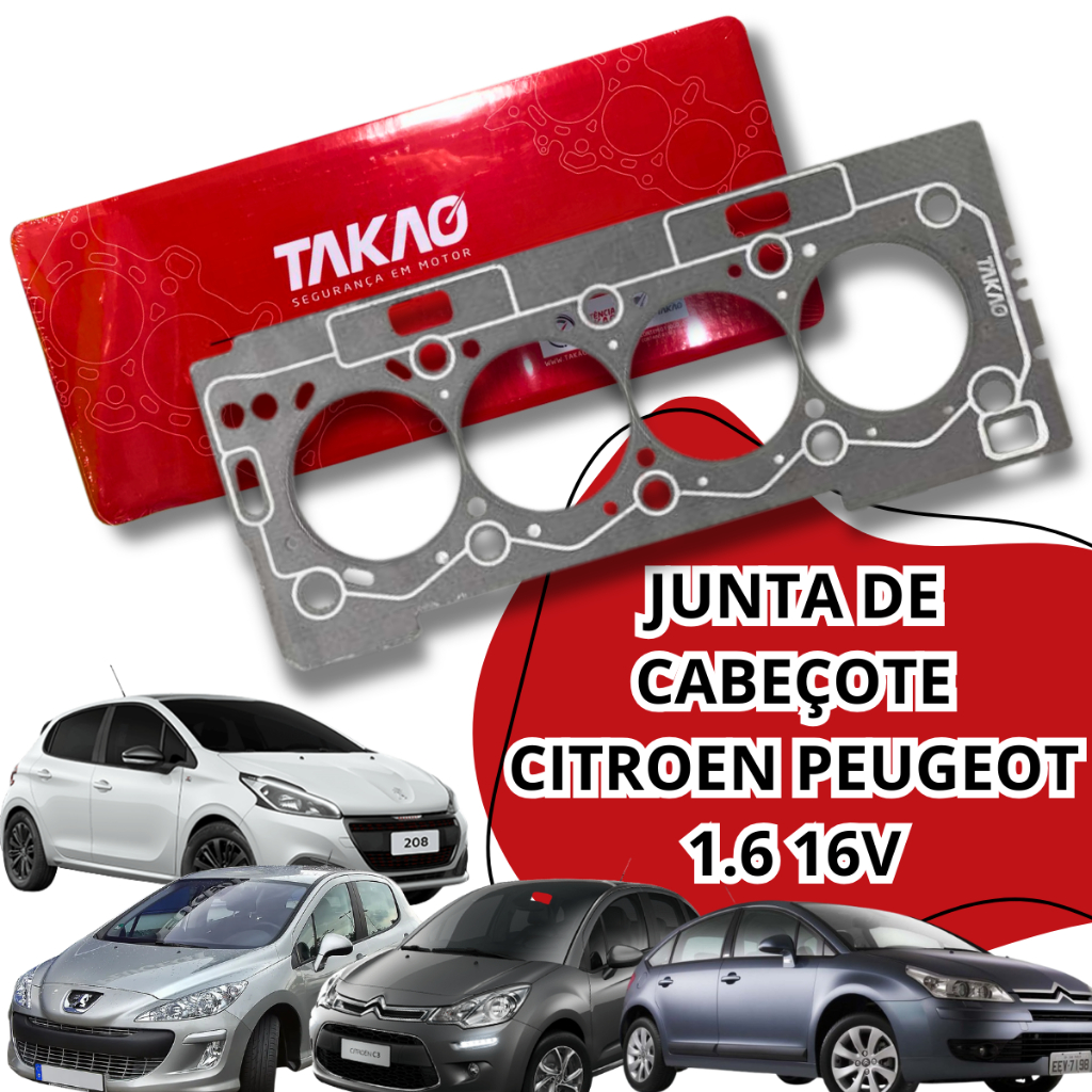 Junta Cabeçote Motor Citroen C3, C4 1.6 16v TU5JP4 Takao