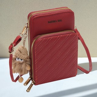 Bolsa Transversal Feminina Porta Celular  Transversal 2 Ziper com chaveiro LT650