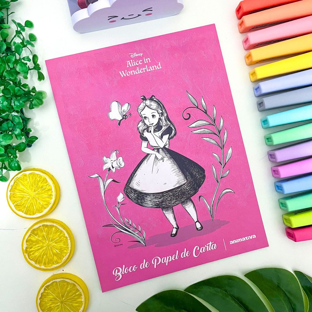 Bloco Papel de Carta Alice no País das Maravilhas 17,9 x 24,1cm 48 Folhas - Animativa | Vintage em Oferta na Shopee