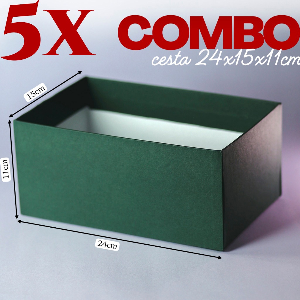 Combo/Kit 5 Cestas 24x15x11cm Sem Alça - Festa na Cesta Cartonada Dia dos Namorados Embalagem para Presente Caixa em Oferta na Shopee