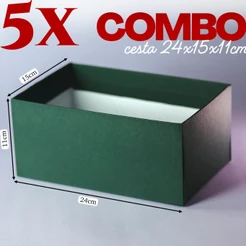 Combo/Kit 5 Cestas 24x15x11cm Sem Alça - Festa na Cesta Cartonada Dia dos Namorados Embalagem para Presente Caixa