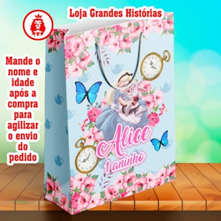 Sacolinhas Personalizadas - Alice no País das Maravilhas 1 - Lembrancinhas. em Oferta na Shopee