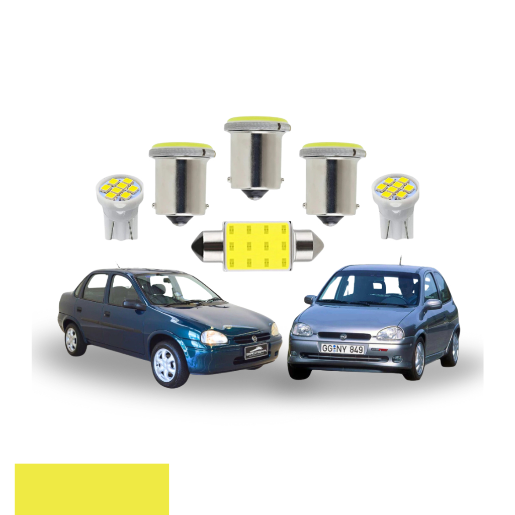 Kit Lâmpada Led Chevrolet Corsa Wind Hatch Sedan 1995 a 2010 (Teto Ré Placa Farolete )  Super Led t10 1156 1 polo pingo