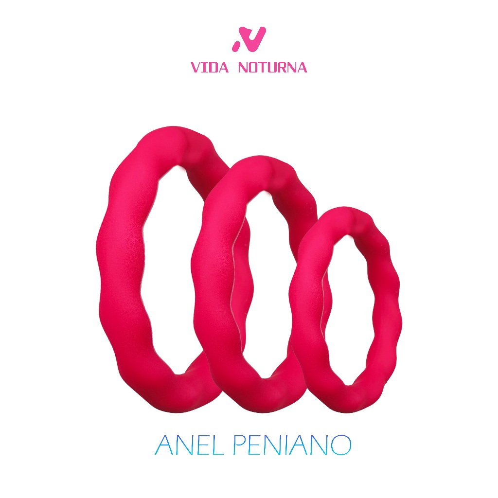 Conjunto de 3 Anéis Peniano Masculino Silicone Macio Vermelho - VN1025