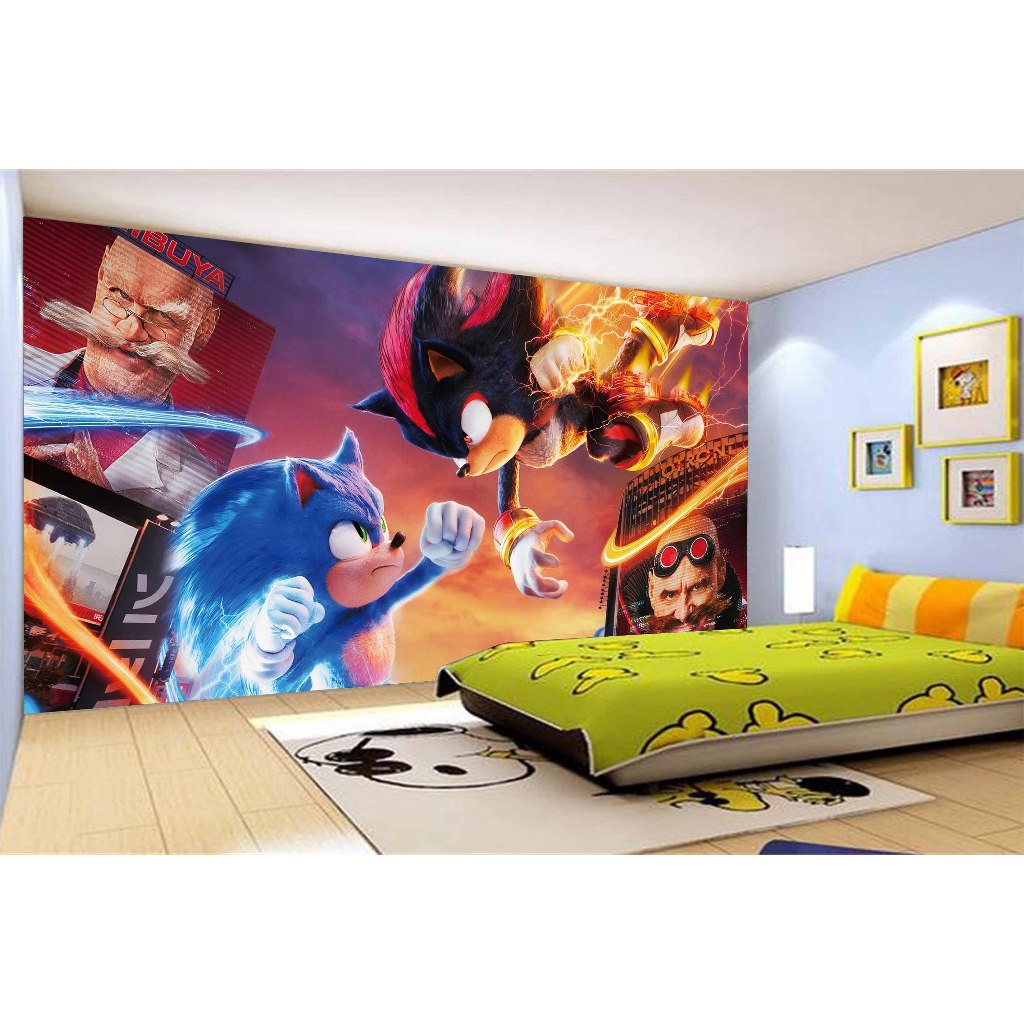 Papel de Parede Sonic Adesivo Decorativo Decoração Infantil Quarto Jogo de Video Game Filme SNC 006