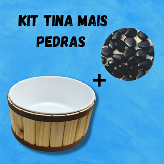 Kit Escalda Pés Tina com bacia pintura premium branca Mais Pedras Ornamentais Pretas em Oferta na Shopee