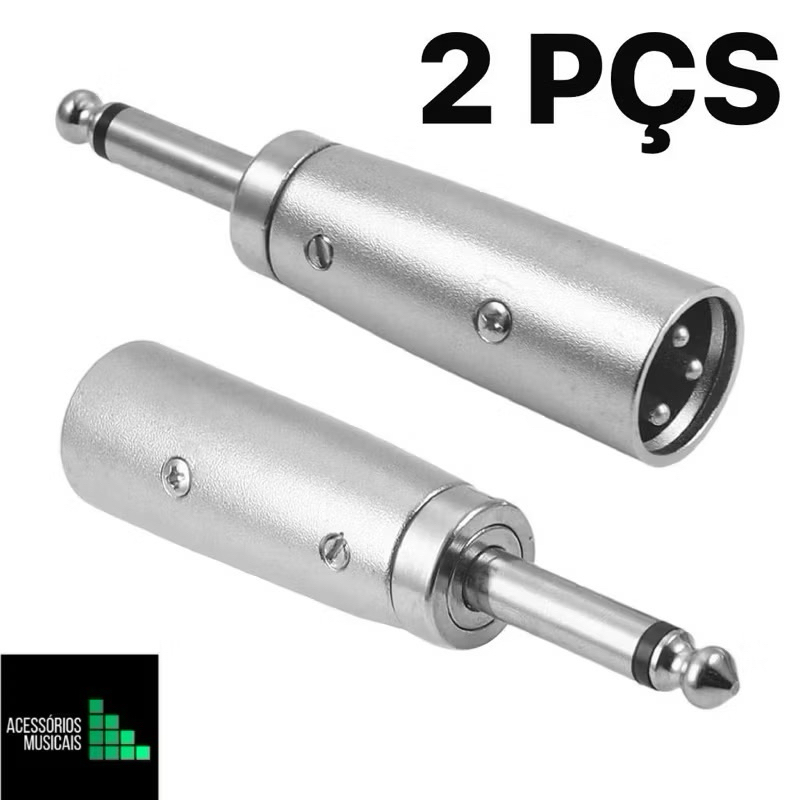 Adaptador Cannon Macho XLR para P10 Mono Plug Jack Conector de Microfone Macho Estéreo X P10 Mono