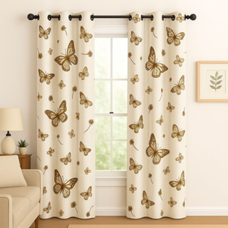Cortina Luxo Para Seu Quarto Sala Decoração 2,00 x 2,50 cm Borboleta Algodão em Oferta na Shopee
