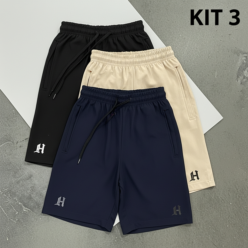 Kit 3 Shorts Tactel Masculino