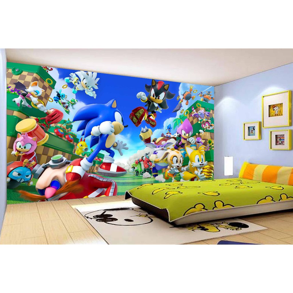 Papel de Parede Sonic Adesivo Decorativo Decoração Infantil Quarto Jogo de Video Game Filme SNC 008