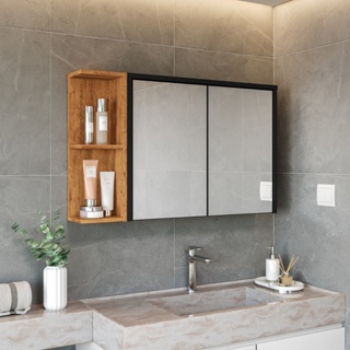 AJP Móveis Armário De Banheiro Aéreo Espelheira Veneza 1 Porta Com Espelho Fundo Flex Color em Oferta na Shopee