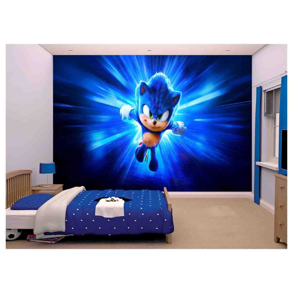 Papel de Parede Sonic Adesivo Decorativo Decoração Infantil Quarto Jogo de Video Game Filme SNC 010