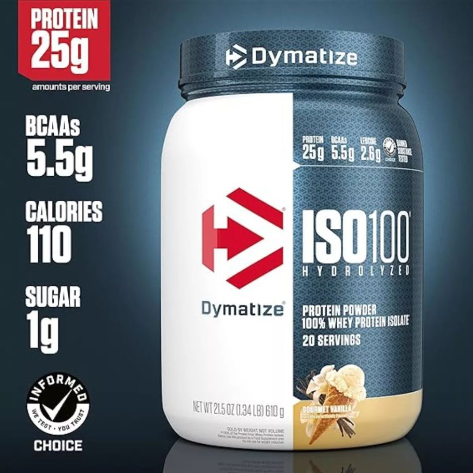 Whey ISO 100 Isolado Hidrolisado Dymatize 630g baunilha