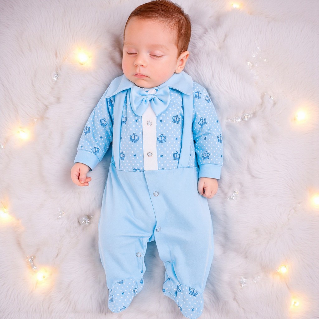Saída Maternidade Menino Luxo Bebê 04 peças Miguel Suspensorio Roupas de Bebê