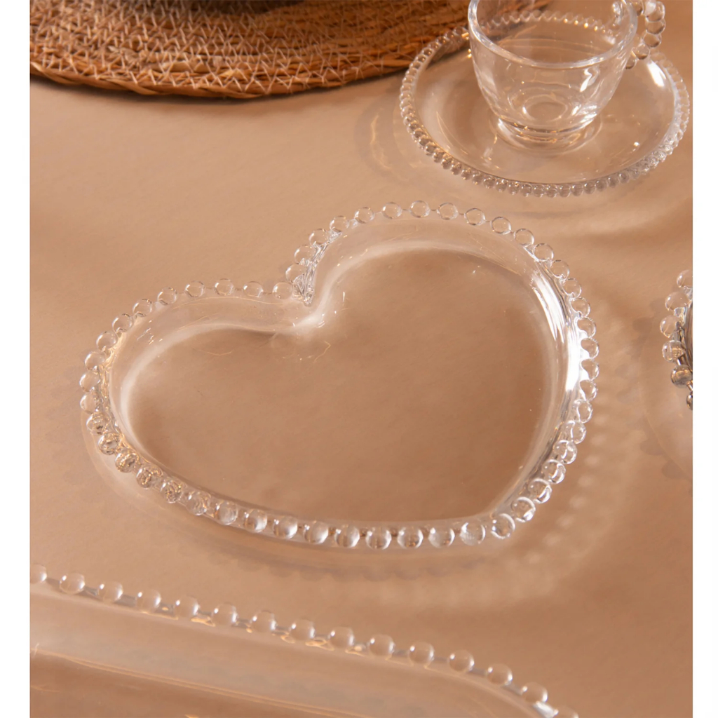 Prato Coração Cristal Pearl Wolff 20cm Decoração Romântica Mesa Posta em Oferta na Shopee