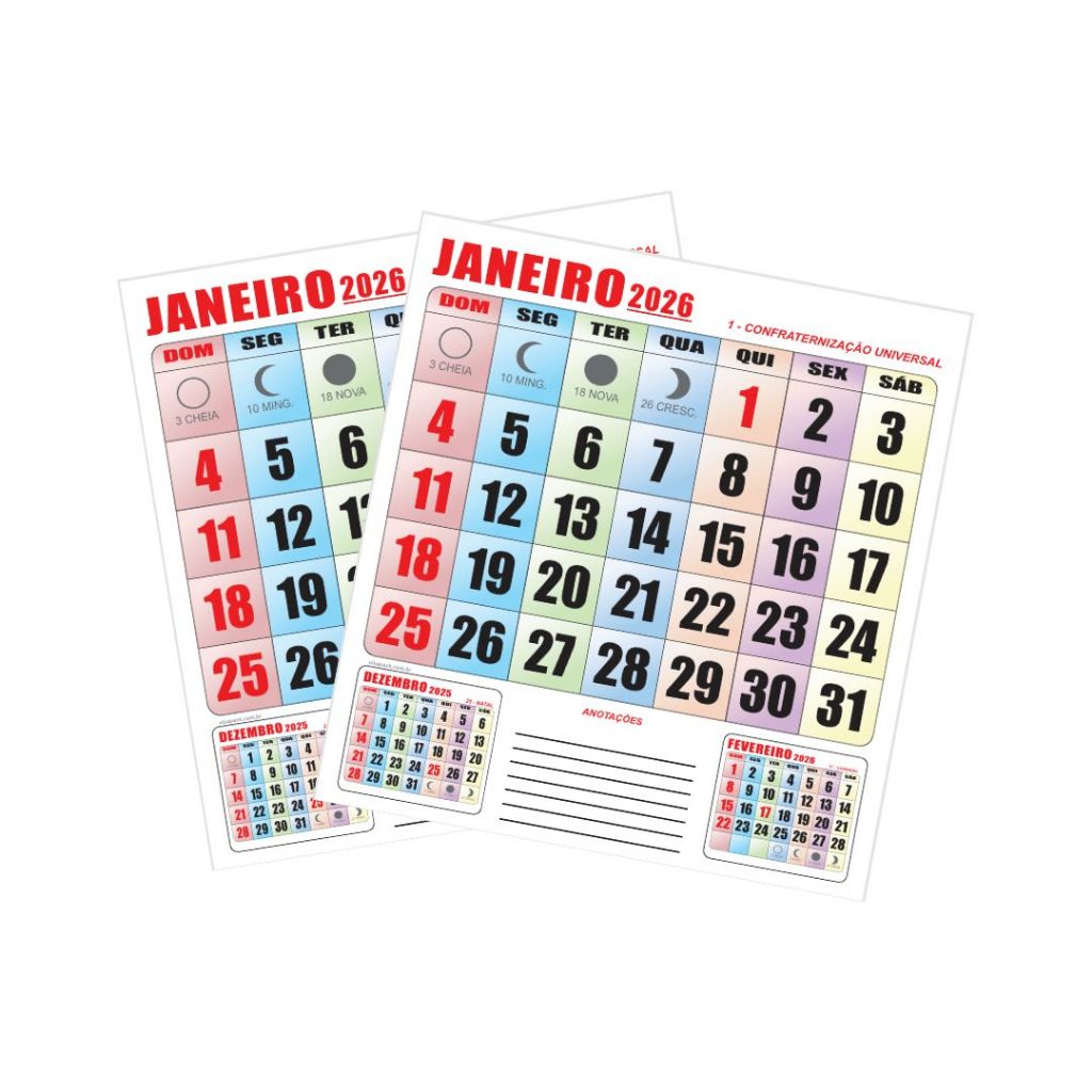 2 uni Bloco Calendário Comercial Ano 2026 Colorido 23x21,5cm em Oferta na Shopee