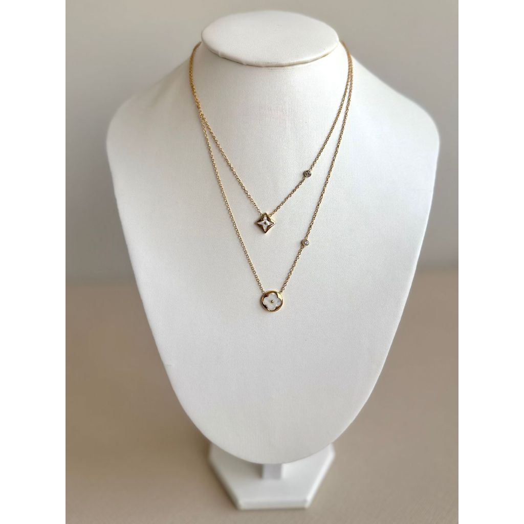 Colar Feminino em Aço Inoxidável 316L Dourado e Prata Madrepérola Delicado Fino Elegante com Brilho