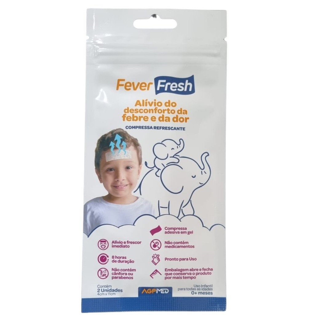 Fever Fresh Compressa Gel Refrescante para Alívio da Febre – 2, 3 ou 5 Unidades