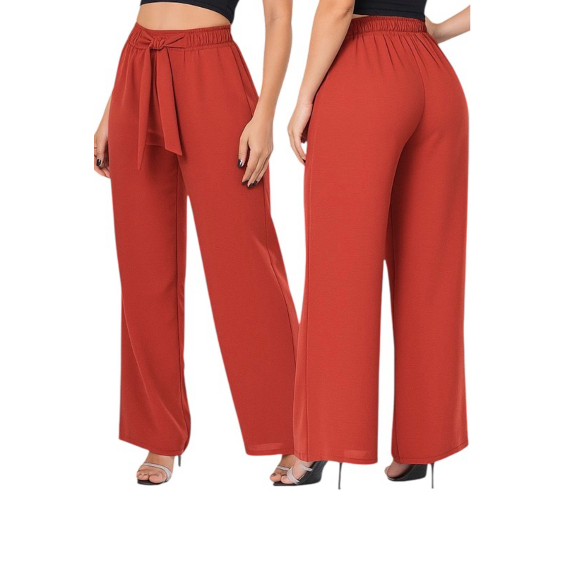Calça Feminina Pantalona cintura Alta com Elástico core de Verão em Oferta na Shopee