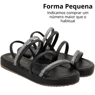 Sandália Papete Flat Feminina Estilo Blogueira Tiras Brilho