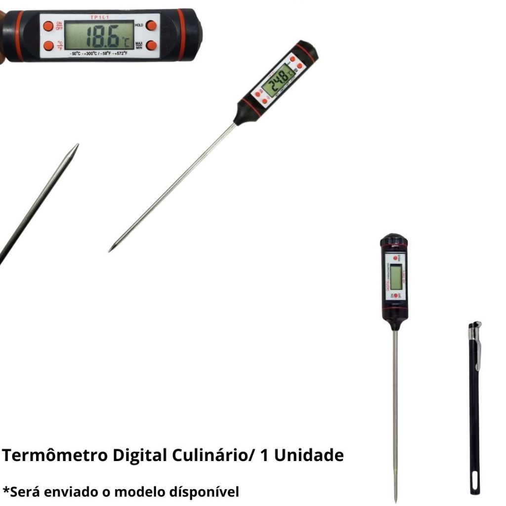 Termômetro Digital Culinário P/ Caldas, Morango do Amor-  Alimentos - Ideal para Óleo, Água e Carne,