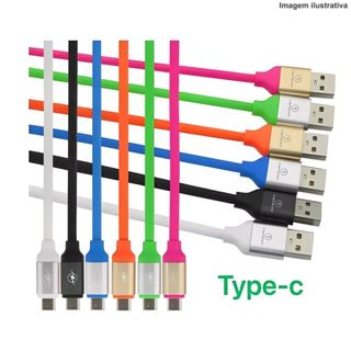 Cabo Usb para Tipo-c 1 Metro Silicone Emborrachado Colorido