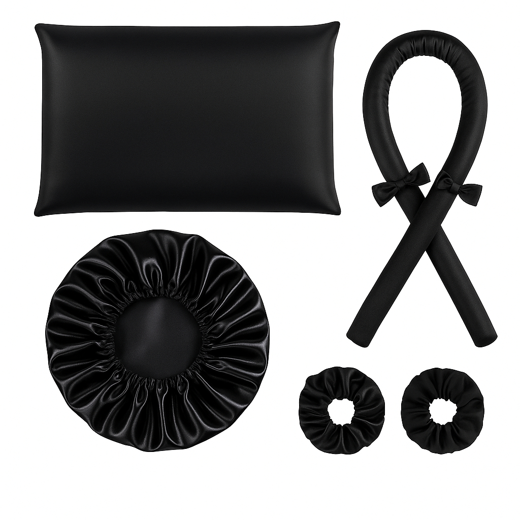 Touca cetim anti frizz + modelador curling rod + 2 brindes em Oferta na Shopee