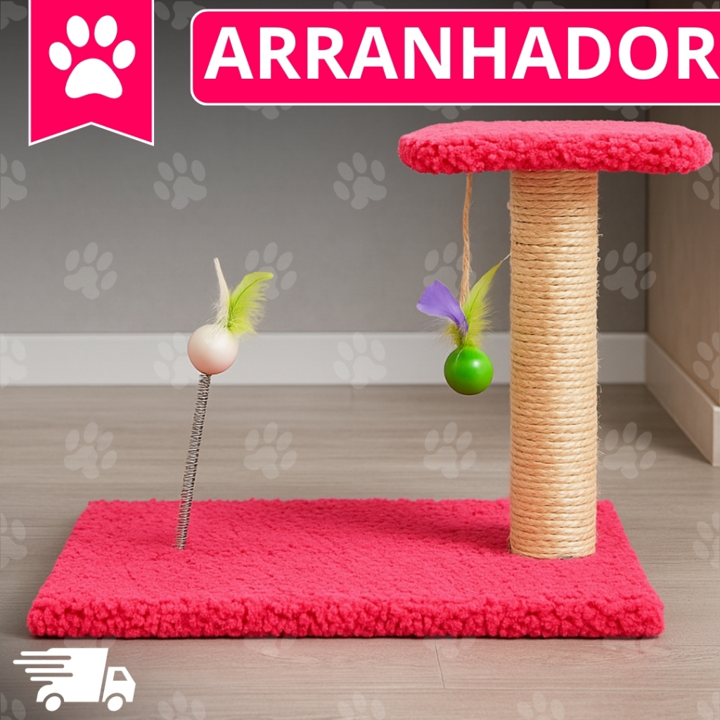 Arranhador Para Gatos Poste Sisal com Pena e Brinquedo Interativo - Mola em Oferta na Shopee