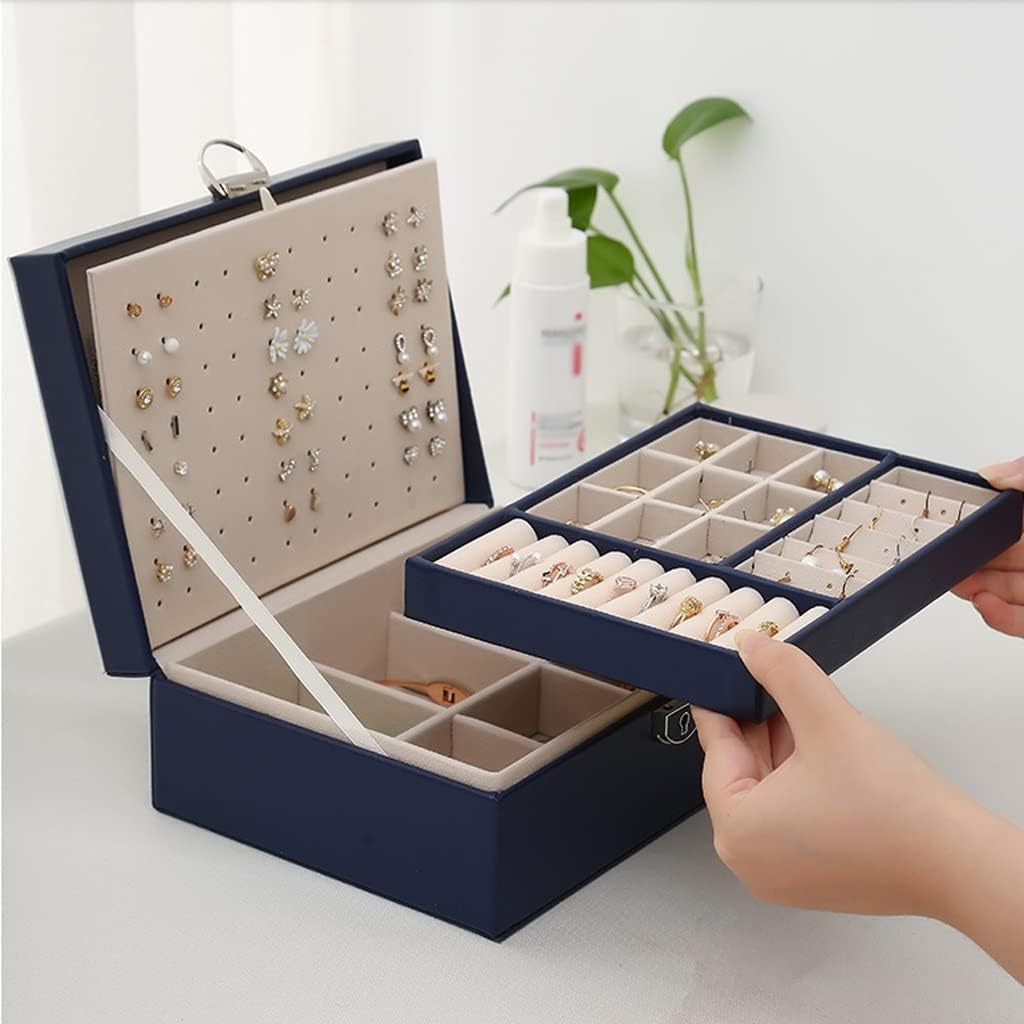 Porta Joias Compacta com Divisórias Armazenamento de Brincos, Anéis e Acessórios