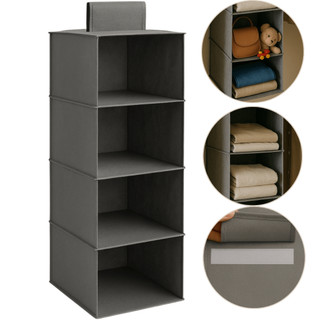 Organizador Suspenso Dobrável TNT 4 Divisórias para Guarda Roupa Closet Prático Vertical
