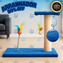 Arranhador Para Gatos com Poste, Bolinha, Pena e Base Estável - Mola