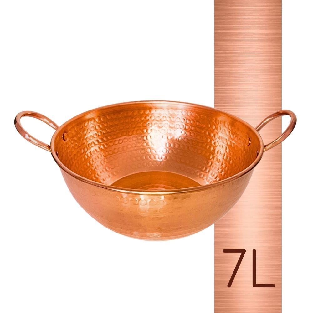 Tacho De Cobre Puro 7 Litros Com Alças de Cobre em Oferta na Shopee