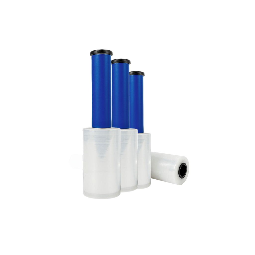 Kit Rolos De Plástico Filme Stretch 100mm Com Cabo Giratório 200 metros cada bobina estirada