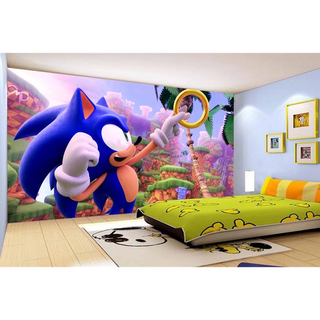Papel de Parede Sonic Adesivo Decorativo Decoração Infantil Quarto Jogo de Video Game Filme SNC 011