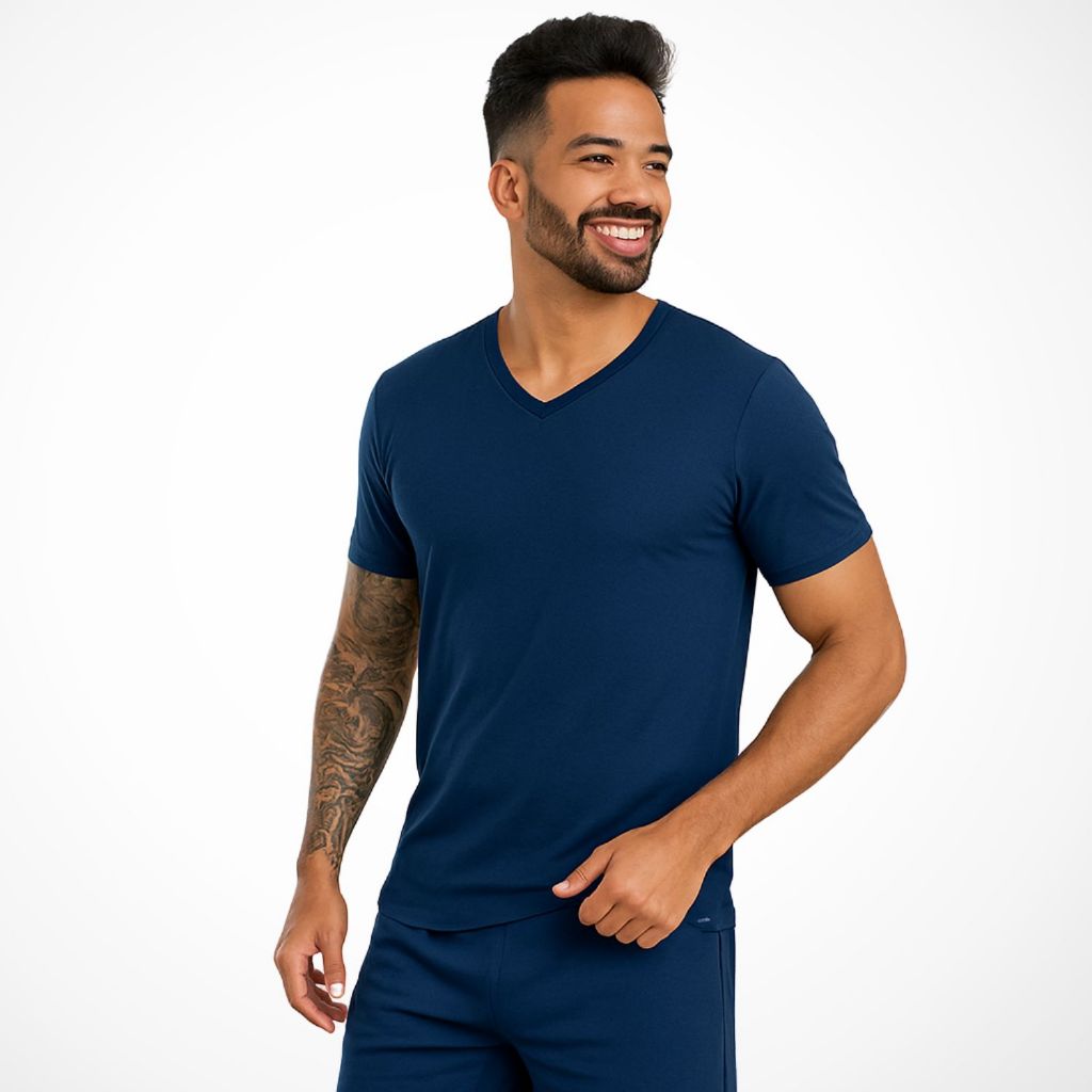 Pijama Masculino Manga Curto De Malha Confortável Original Camisa Bermuda Básico em Oferta na Shopee