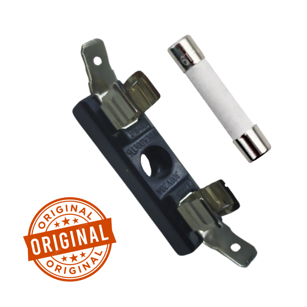 Kit Porta Fusível Cerâmica Grande + 2 Fusiveis 6x30mm para Microondas Brastemp Original