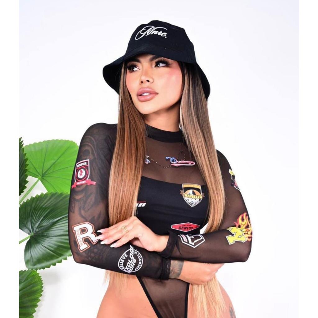 Body Feminino em Tecido Tule Manga Longa com estampa Racing em Oferta na Shopee