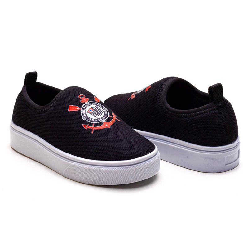 Tênis Infantil Slip On Preto Timão | Leve, Confortável e Fácil de Calçar | Menino e Menina